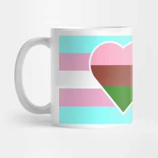 Transgender Pride Flag with Gynesexual/Gynephilic Heart Mug